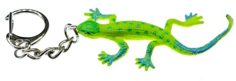 Miniblings Gekko Schlüsselanhänger Salamander Gecko Echse Eidechse grün blau - Handmade Modeschmuck I I Anhänger Schlüsselring Schlüsselband Keyring