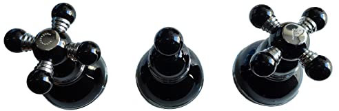 Nobili Gioielli Rubinetto Bidet 3 Fori Nero con Rifinitura Argento Batteria Completa di Piletta