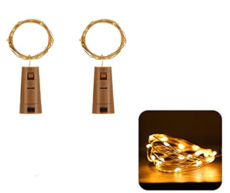 Flaschenlichter, 2 m, 20 LEDs, batteriebetrieben, Mini-Lichterkette in Korkenform, für Weinflaschen, Kupferdraht, Lichterkette für Zuhause, Tisch, Party, Hochzeit, DIY, Garten, Gin, Glas, Dekoration,