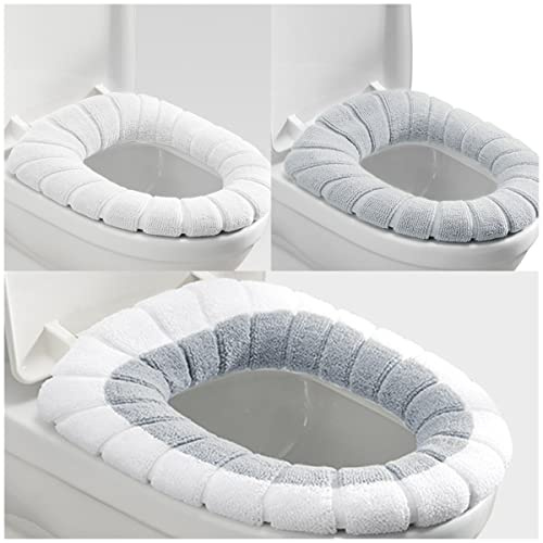 3 pcs Thicken Toilet seat Cover Set Toilet Seat Cushion Toilet Seat Pads Washable Universal Reusable(Style 2)