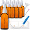 HandsUnity 50ml-12Stk Pipette Glasflasche - Bernsteinglas-Apothekenglas-Set mit weißem Pipettenverschluss inkl. 29 Stück Hilfsmittel Braunglasflaschen