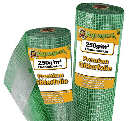 Film de Serre résistant à la déchirure de 10 m Film quadrillé de 2 m de Large avec Bord cloué d'Aquagart I Film résistant aux UV | Feuille de Papier de Soie Feuille de Jardin Vert 250g