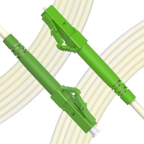 EMSECKO LC/APC 8° zu LC/APC 8° Stecker, 5M OS2 Simplex 3.0mm LWL Glasfaser-Kabel, 9/125μm Patchkabel LSZH, FTTH Lichtwellenleiter, Weiß