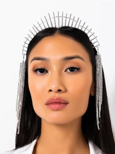 IYOU Mary Halo Krone Stirnband Gold glitzernde Strass Göttin Kopfschmuck Quaste Hochzeit Party Kostüm Haar Tiara Kopfbedeckung für Frauen und Mädchen