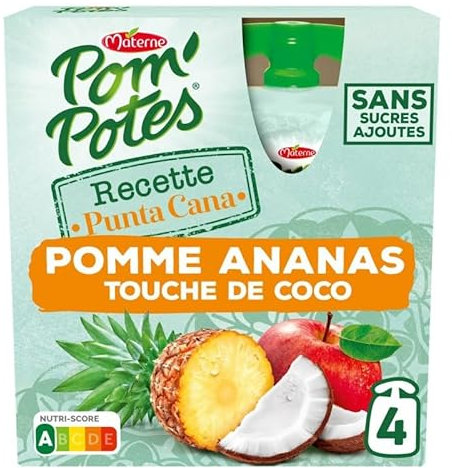 POM'POTES - Pom Potes Compote Gourdes Sans Sucres Ajoutes Recettes Punta Cana Pomme 360G - Lot De 4