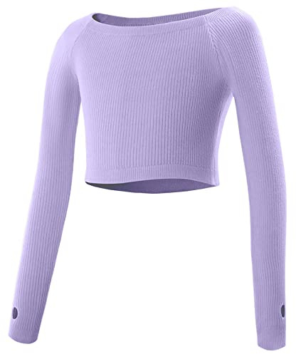 Happy Cherry Ballettjacke Mädchen Strickjacke Kinder Langarm Ballettkleidung Ballett Tanzpullover Hersteller 3XL/DE Größe 164-170-B-Lila