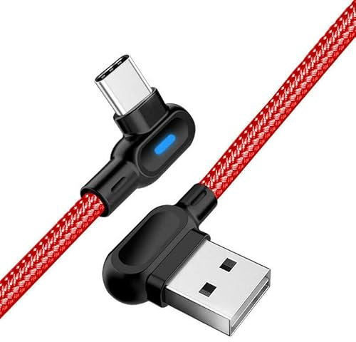 Fast Charger Cable for PS5 Controller, USB Type C Charging Lead for Xbox-Series X/S Controller Google 6 7 Samsung S20 21 (1M-RED-LED)