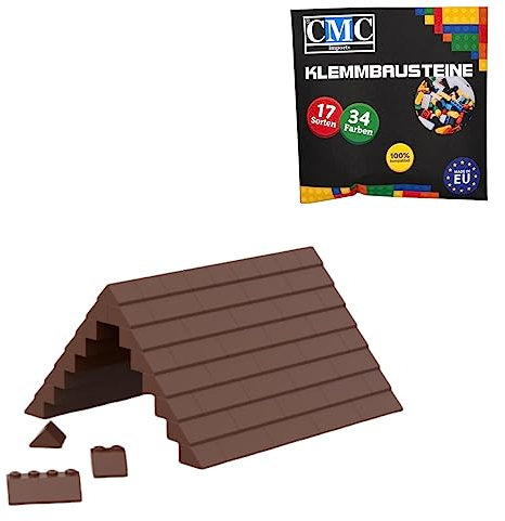 CMC imports 75 Klemmbausteine Dachsteine Dachbausteine Klemmbausteine Noppen Roof Slopes Ridged Tile Mix 6 vers. Farben (Braun / 090)