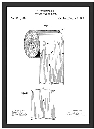 WBdesignz Toilettenpapier Patent Bild Klopapier Poster Badezimmer Wandbild Wanddeko Wandposter Bad (ohne Rahmen)