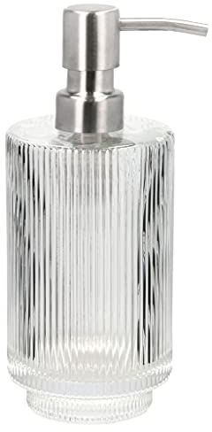 Södahl Clarity Seifenspender, Pumpspender aus Glas fürs Badezimmer, Transparent, Durchm. 8 cm, Höhe 19 cm, Fassungsvermögen 400 ml, Klar