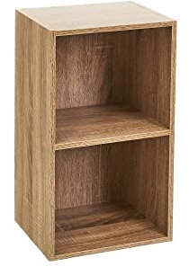 LOLAhome Estantería Cubo de Madera para Despacho, Librería, Dormitorio o Despensa (Natural, 2 estantes (54 cm))