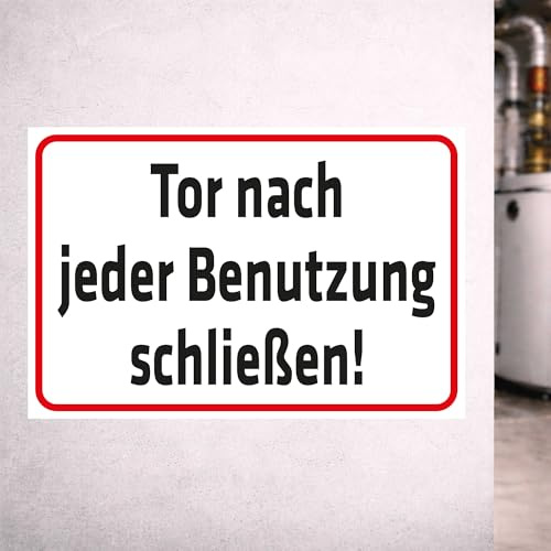 INDIGOS UG - Schild Tor nach jeder Benutzung schließen - 600x400 mm - Hinweisschild Warnschild Sicherheitsschild - Aluverbundplatte 3 mm - für Innen und Außen