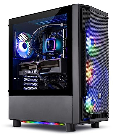 Skytech Shadow Gaming Desktop PC - AMD Ryzen 7 5700X 3.4GHz, Nvidia RTX 4060, 1TB NVME SSD, 16GB DDR4 RAM 3200, 600W Gold PSU, 11AC Wi-Fi, Windows 11 Home 64-Bit