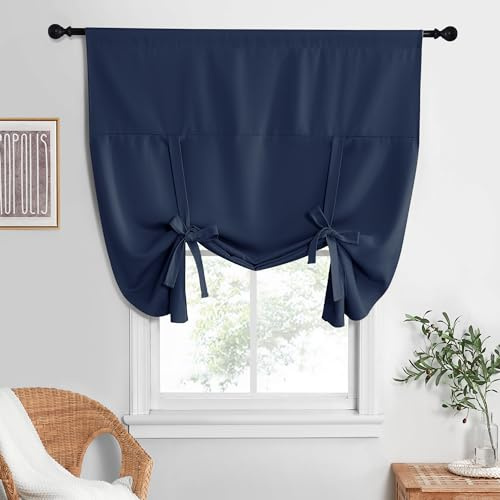 NICETOWN Kurze Küchenvorhänge, 160 cm Länge, Verdunkelungsvorhänge, mit Stangentaschen, wärmeisoliert, Sichtfenster, kleine Wohnmobile, Vorhänge für Badezimmer, Wohnmobil (1 Bahn, 132 x 160 cm