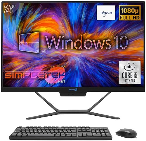 SIMPLETEK - 24 Full HD Touch Core i5 10th GEN All-in-One PC | Windows 10 | 32GB RAM - 2TB SSD | Integrated 2K WiFi HDMI Webcam RS232 Series
