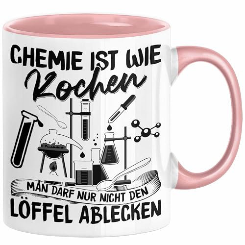 Trendation - Chemie Ist Wie Kochen Tasse Geschenk für Chemiker Student Lustiger Spruch (Rosa)