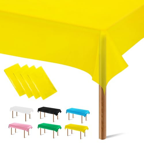 Segus Einwegtischdecken, 4 Stück Tischdecke Gelb, Tischdecke Bierzeltgarnitur 137 * 274, Plastiktischdecke, Outdoor Tischdecke für Hochzeit, Party, Kindergeburtstag (PEVA)