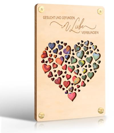 Xinkfir Hochzeitsgeschenk für Brautpaar Holz Hochzeitskarte, Originell Hochzeit Geldgeschenke Verpackung, Personalisierte Grußkarte aus Holz im Kleinforma, Glückwunschkarte Geld Geschenke (Holzfarbe)