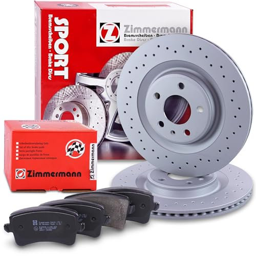 ZIMMERMANN Bremsenset Hinterachse inkl. Sport Bremsscheiben Coat Z hinten Ø 330 mm innenbelüftet und Bremsbeläge hinten Kompatibel mit AUDI A4 B8, A5 (8T3)(8F7) (F57, F5E) (8TA), Q5