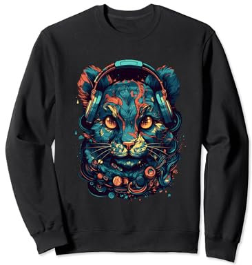 Animal Rave Bunt abstrakte Kopfhörer Headset Colorful Psy Sweatshirt