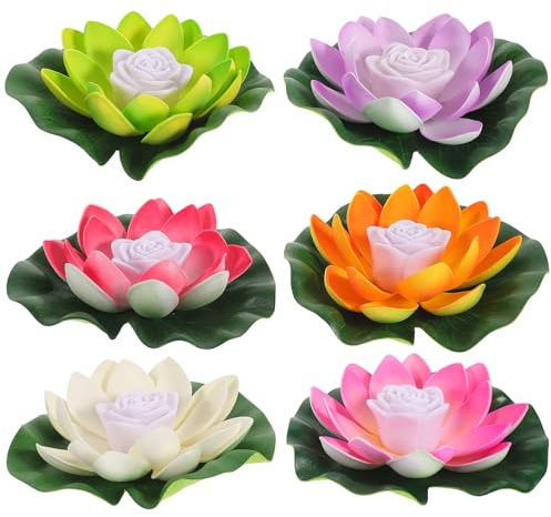 Amosfun Lot De 6 Lampes Led Flottantes En Forme De Lotus Luminaires Décoratifs Pour Leau Lampes À Souhaits Décoration De Paysage De Piscine