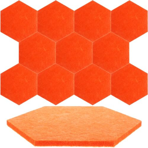 STOBOK 12 Stück Sechseckige Filztafel Fliesen Filz Kork Pinnwand Selbstklebend Diy Pinnwand Memoboard Anschlagtafel Wand Schallschutzmatte Für Fotos Bilder Memo Orange