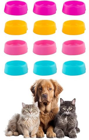 Lot de 12 gamelles en plastique pour chat – Gamelles de nourriture pour chat d'intérieur – Plats pour animaux de compagnie, chiots et chats pour nourriture humide – Gamelles pour chiens de petite et
