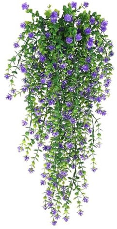 LIANRISES 2 Fiori Finti Per Decorazioni Piante Finte Da Esterno Edera Finta Da Esterno Piante Finte Da Interno Pianta Finta Cadente Fiore Viola