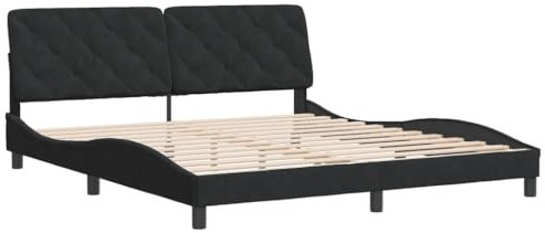 vidaXL Bettgestell, Bett ohne Matratze, Bettrahmen mit Lattenrost für Schlafzimmer, Schlafzimmerbett DoppelBettgestell Schwarz 180x200cm Samt