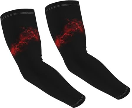 Wratle Kühlende Sportschutz-Armstulpen, Tattoo, für Damen, Herren, Kinder, Explosionsdruck, Rot / Schwarz, Schwarz , One size