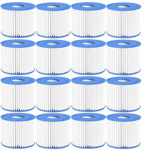 Varycony Lot de 16 cartouches de filtre de piscine de type D compatibles avec filtre de piscine Summer Waves 350, 400, 600 Type D, Intex, rx600, Summer Waves P57100102, P57000104, taille D