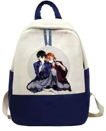 Jilijia Bungo Stray Dogs Rucksack Dazai Osamu Schulrucksack Nakahara Chuuya Cartoon Patchwork Büchertasche Ästhetischer Rucksack Outdoor Reiserucksack für Teenager Studenten, Typ 16, 45*33*10cm