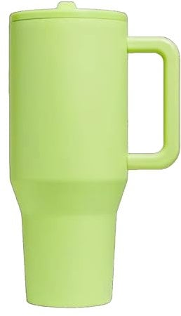 ThreeRs Hydro Vacuum Insulated Stainless Steel Travel Mug, Tumbler with Handle Straw, 1.13L, with Handle, Flip Straw, Leak-Proof Lid, Rubber Base, Keeps Drinks Hot or Cold for 24 Hours (Honeydew)