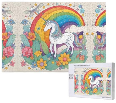 Cartoon Unicorns Puzzles 1000 Piece for Jigsaw Puzzle Wooden Puzzle Forfamily Friend Home Decor Wall Art 29.5 X 19.7 in