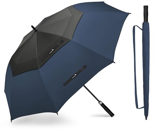 ZOMAKE Regenschirm Groß Sturmfest XL - 62 Zoll Großer Golfschirm Automatik,Zweifarbig,Winddichter Partnerschirm Stabil für 2-3 Personen(Z-Blau-Schwarz)