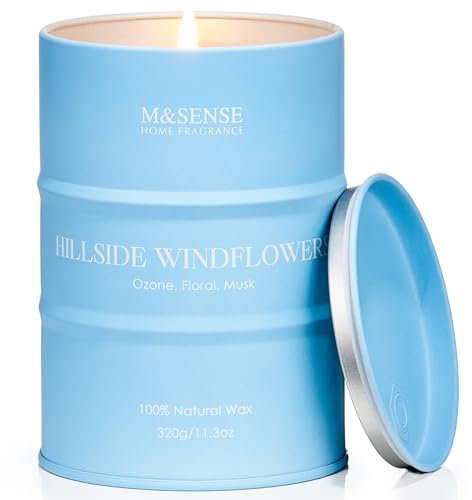 M&SENSE Duftkerze mit fruchtigem und blumigem Duft|Hügelseitige Windblumen|Sojawachskerzen 70 Std. ang anhaltendes Brennen|Saubere Verbrennung|Weihnachtensgeschenk Kerzen MSTC0118S HillsideWindflowers