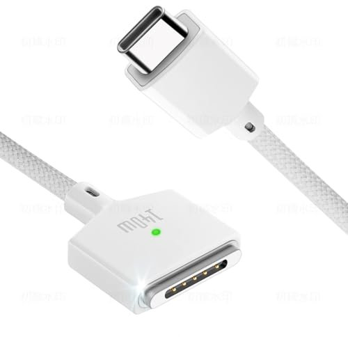 Apitiong 2M/6.6FT USB C to MagSafe 3 Charging Cable, 140W PD Fast Charging, Compatible with MacBook Pro/Air, White, PVC, 24 Pin, Indoor Use