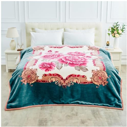 GC GAVENO CAVAILIA 2-lagige gewichtete Decke für Erwachsene – 6 kg Schwerer Bettüberwurf, Sherpa-Fleece-Decke, wendbar (200 x 240 cm) – Blumendecke für King-Size-Betten – tiefer Schlaf –