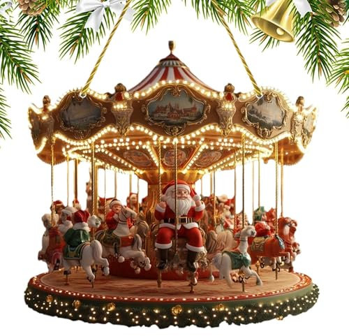 Decorazione giostra natalizia - Finestra creativa in acrilico con Babbo Natale 2D | Finestra da appendere alla giostra di Babbo Natale | Decorazione natalizia di Babbo Natale | Acchiappasol