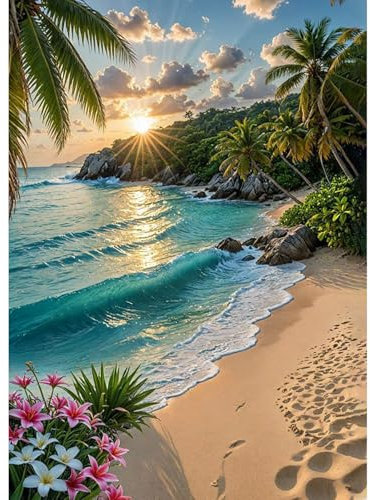 CEOVR Kit Diamond Painting Adulte Peinture Diamant Adulte Paysage 5D Diamond Painting Kit Complet,Plage et Mer Diamant Kit Adulte,30x40 cm Diamond Painting Adulte