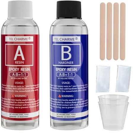 Epoxidharz mit Härter 1: 1, 17 OZ/500ml Hochglanz Epoxidharz Set, Blasenfreies Beschichtungs- und Gießharz für DIY, Schmuck, Untersetzer, Weihnachtsdekorationen