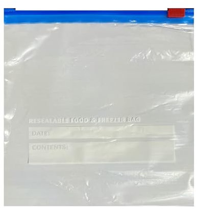 KAM Labelz 75 Resealable Slider Freezer Bags| Large Small Ziplock Bags| Airtight Leakproof|Fruits, Vegetables, Meat, Grains, meal plan|Heavy Duty Grip Seal| BPA Free Freezer Safe (75, L)