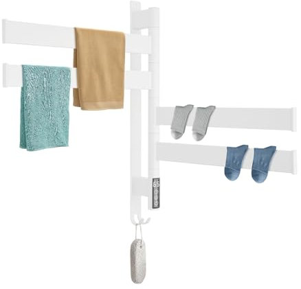 BRRIDE Scaldasalviette elettrico con termostato digitale e timer 1-8H, in acciaio inox 90 W (bianco)