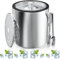 Eiswürfelbehälter, Eisbehälter rund mit Sieb und Eiszange, 2L Eiswürfelbehälte, Wiederverwendbar Edelstahl Eiskübel, Eiswürfel Kühler, Party, zur Aufbewahrung von Eis und zum Kühlen von Getränken