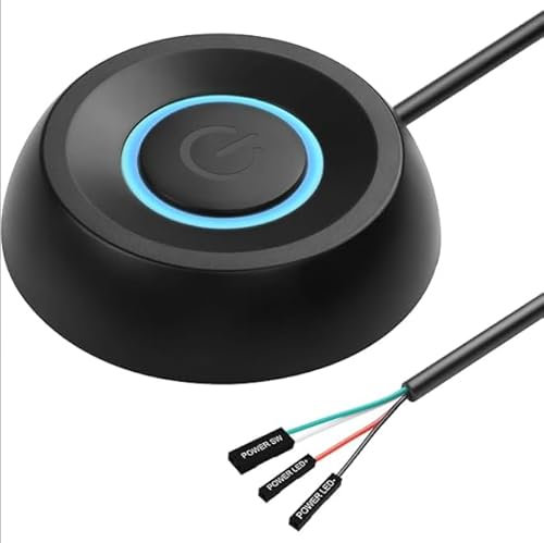 EuAcesry Botón de Alimentación para Pc Extensión, 1.8 M Botones Encendido pc, Botón de Encendido Externo para Desktop Computer Power con Luz Led Cable De Extensión