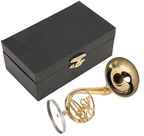Miniatur Französisch Horn Model Messing Golden exquisite Musikinstrumente Dollhouse Decor Office Home