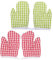 TOPPERFUN Heat Resistant Oven Mitts Kitchen Gloves Thickened Double Pairs for Microwave Baking and Oven Cooking Hand Protection Gloves Red and Green Plaid Pattern