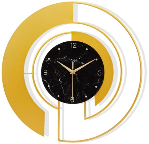 Yorbay Groß XXL Moderne Wanduhr, Quarz-Wanduhr Ohne Tickgeräusche 46cm Durchmesser, Schwarz-Goldene Uhr Wand für Wohnzimmer Küche Schlafzimmer Büro Schule