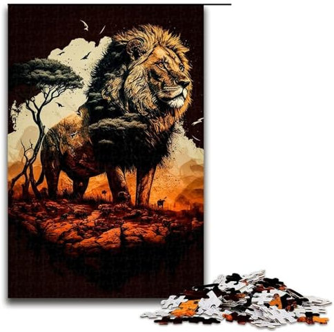 1000 Teile „König der Löwen des Dschungels“ Puzzle für Erwachsene, Spaß für die ganze Familie, Familienspiel, Stressabbau, schwieriges Herausforderungspuzzle, 1000 Teile