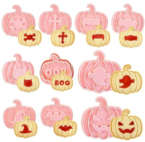 YeahBoom 10 Pezzi Formine Biscotti Halloween,3D Pressable Formine per Biscotti,Tagliabiscotti 3D Halloween Set,Stampi Biscotti,Stampo Biscotti per Decorare Biscotto Dolci Torta